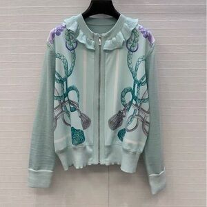 Mint Green Cardigan with Rope Design